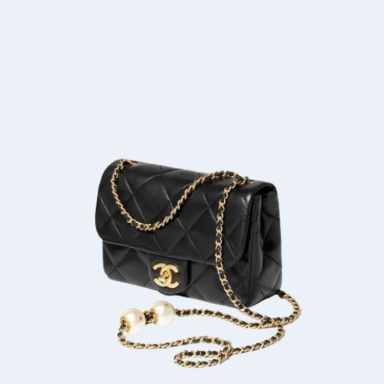 스몰 플랩백 블랙 & 골드메탈 상세