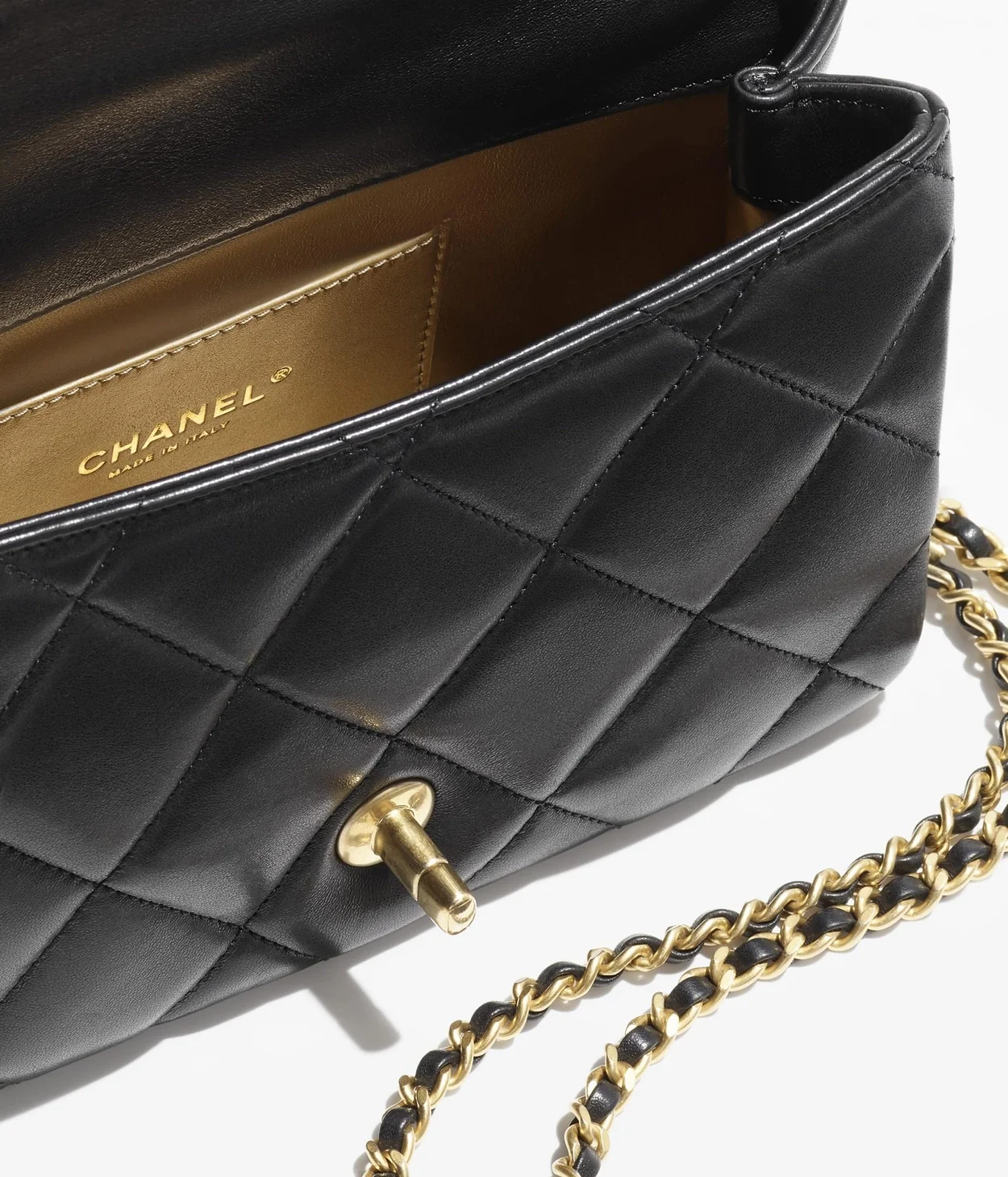 스몰 플랩백 블랙 & 골드메탈 상세