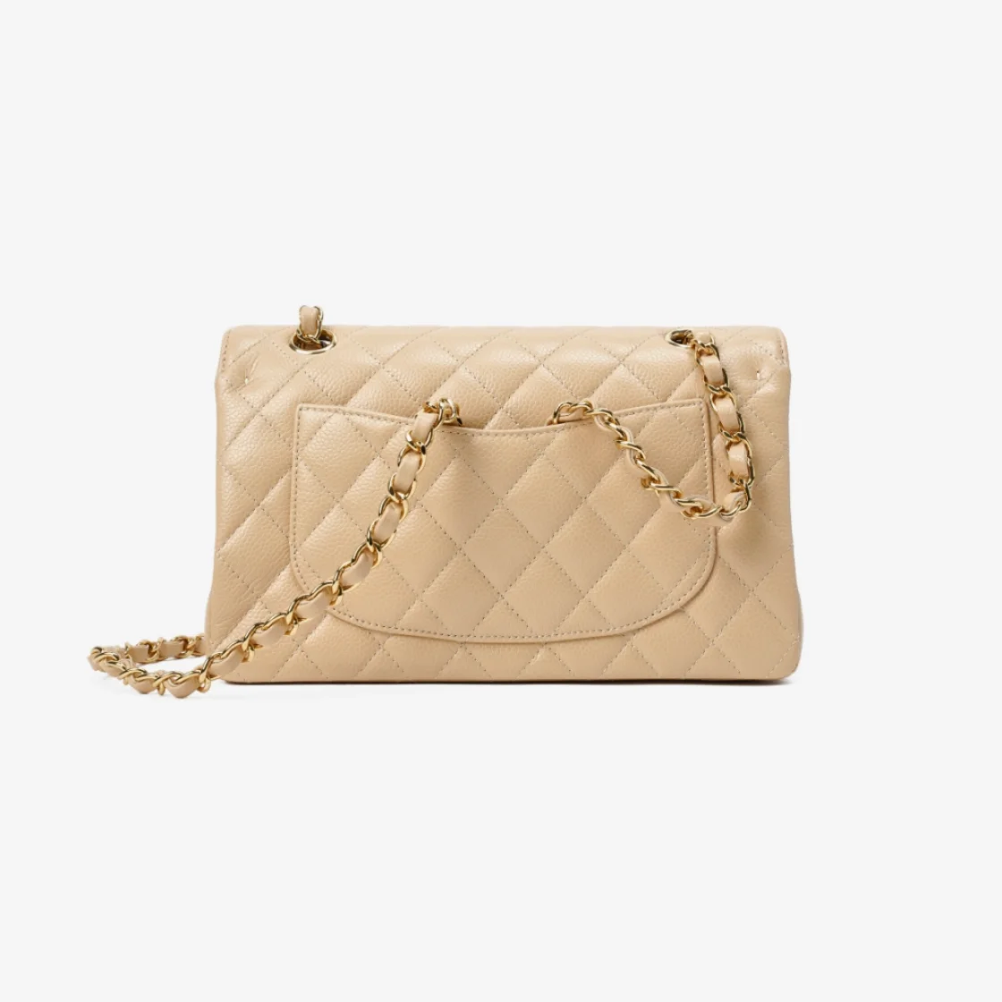 클래식 스몰 플랩백 베이지 & 골드메탈 상세