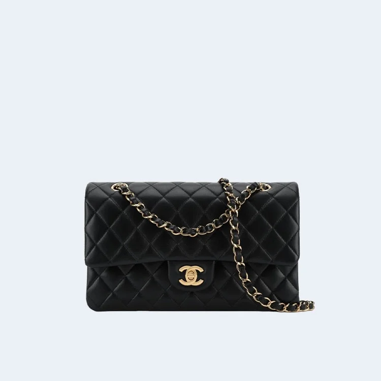 클래식 미디움 램스킨 블랙 골드  25.5cm x 15.5cm x 6.5cm 상세