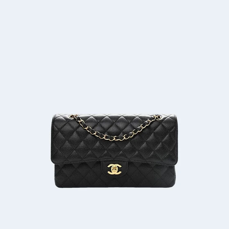 클래식 미디움 카프스킨 블랙 골드 상세