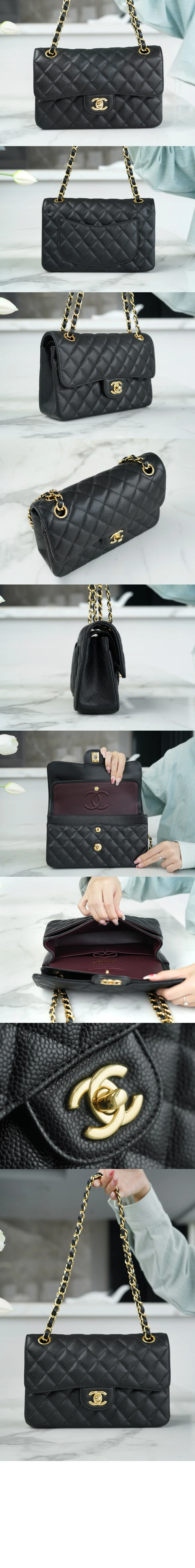 클래식백 캐비어 스몰 내부버건디 상세