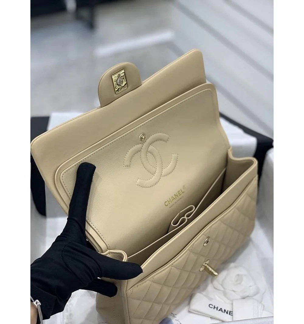 클래식백 램스킨 금장 미디움 25.5cm 상세