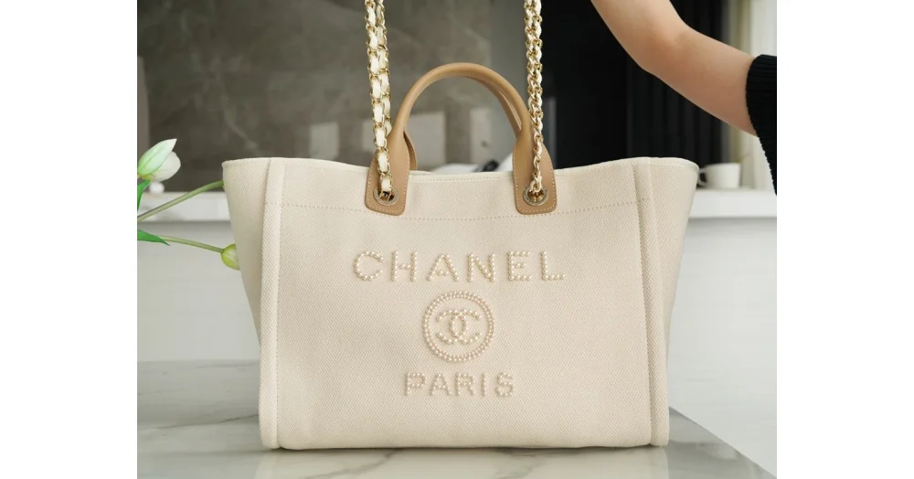 진주로고 자수 토트백 도빌백  (39cm X 31cm X 21cm) 상세