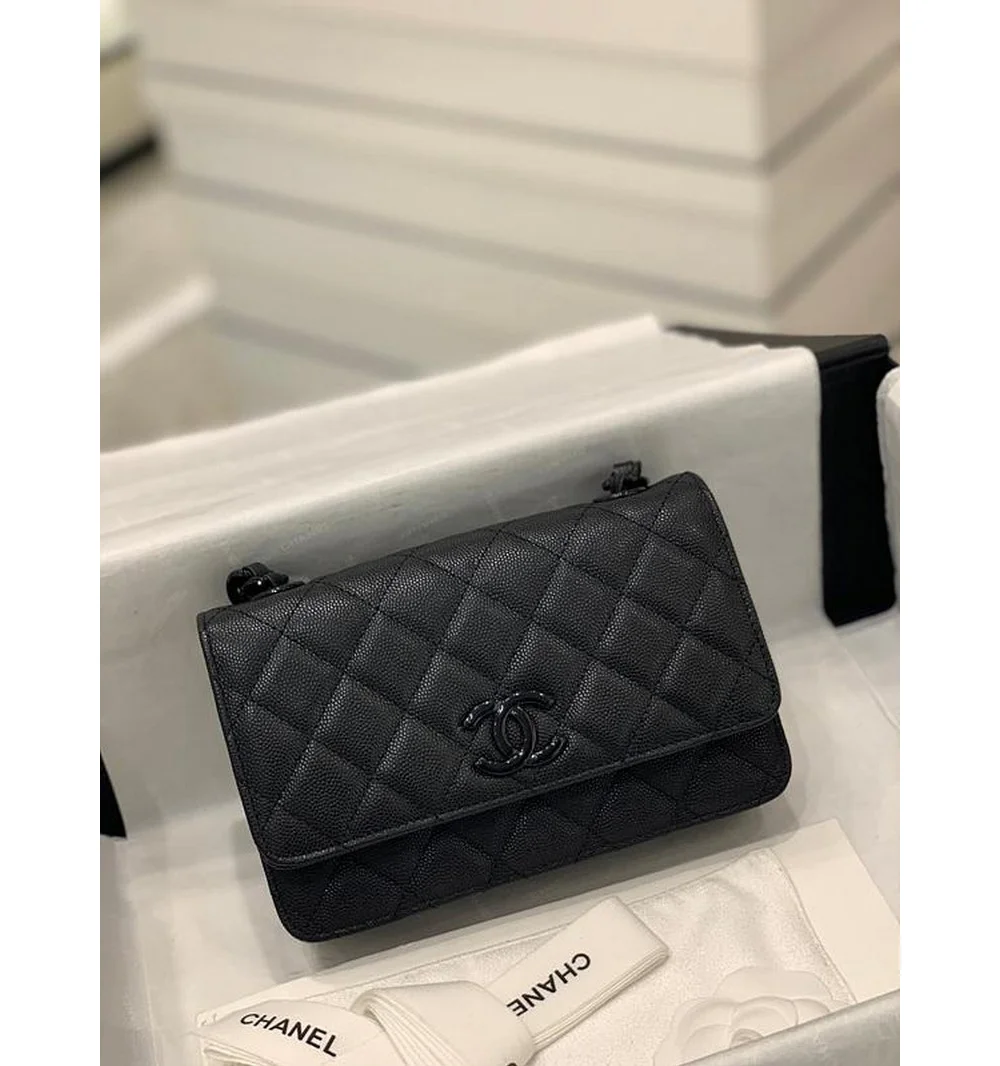 클래식 woc 블랙 코팅 버클 체인 윌릿 ( 19cm X 12cm X 3.5cm) 상세