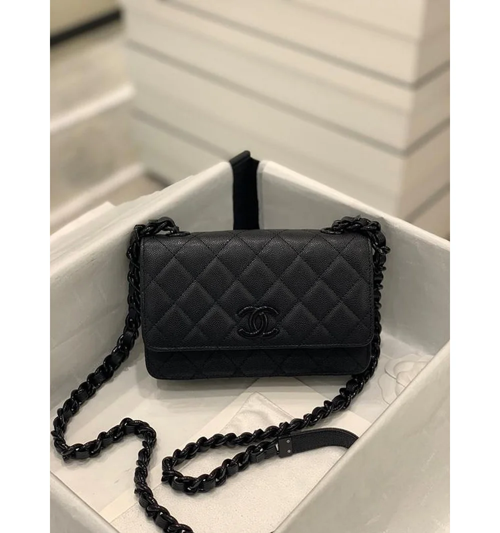 클래식 woc 블랙 코팅 버클 체인 윌릿 ( 19cm X 12cm X 3.5cm) 상세