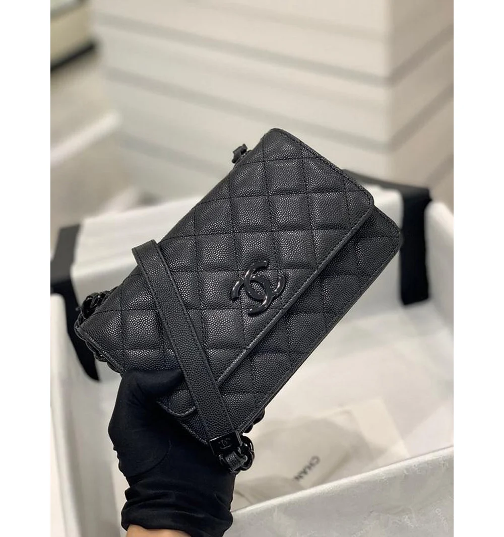 클래식 woc 블랙 코팅 버클 체인 윌릿 ( 19cm X 12cm X 3.5cm) 상세