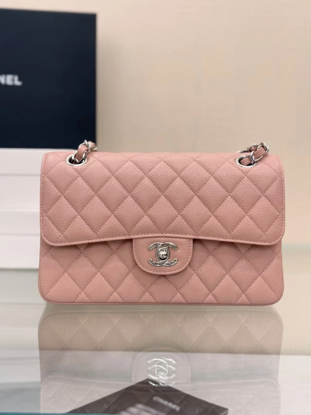 클래식 캐비어 은장 스몰 핑크 (23cm) 상세