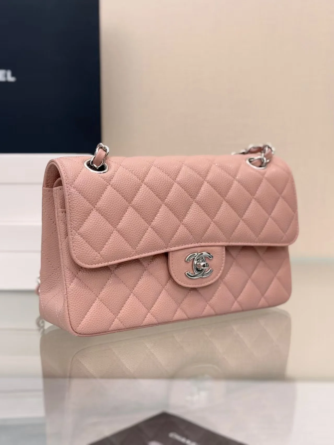 클래식 캐비어 은장 스몰 핑크 (23cm) 상세