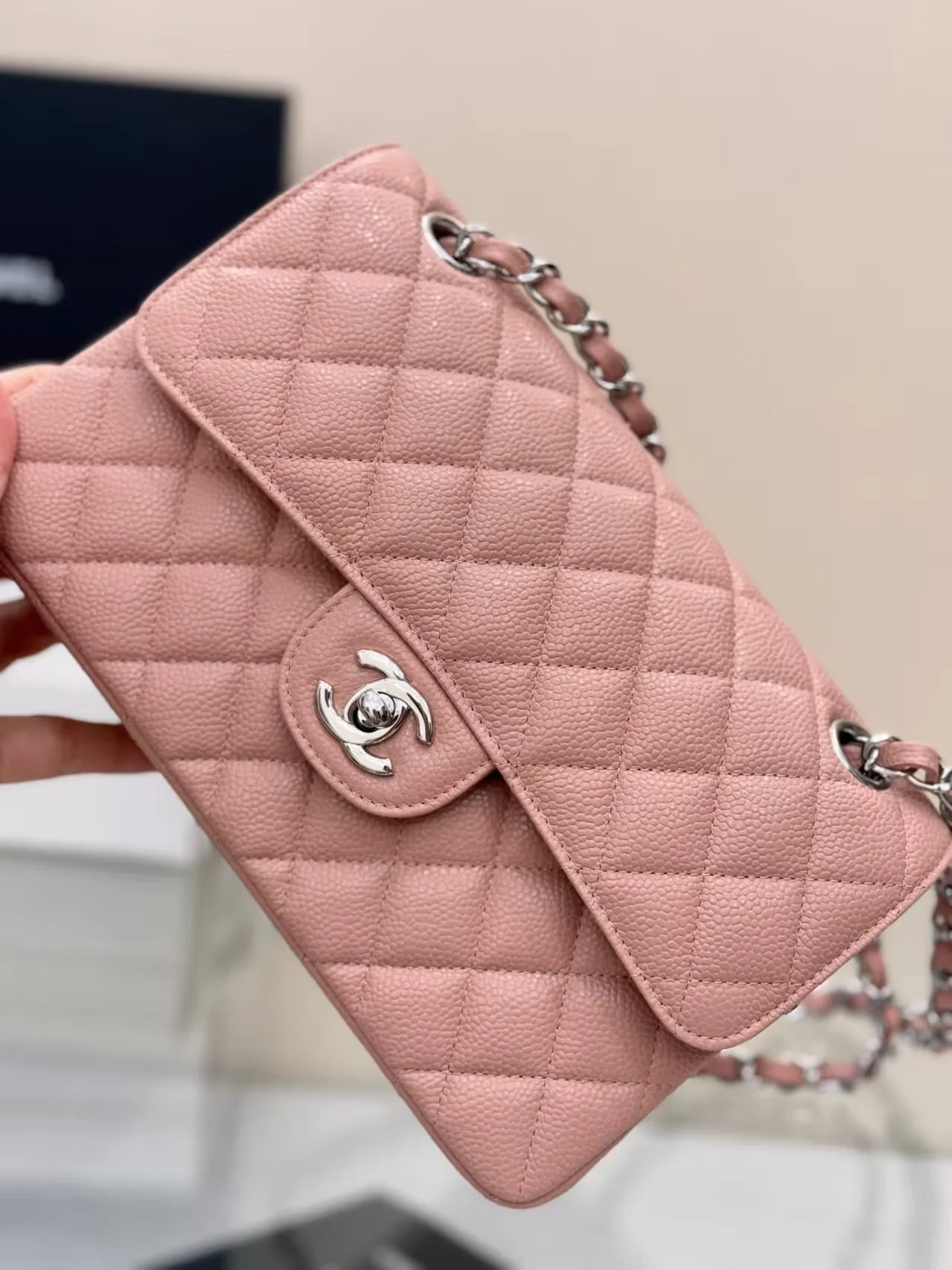 클래식 캐비어 은장 스몰 핑크 (23cm) 상세