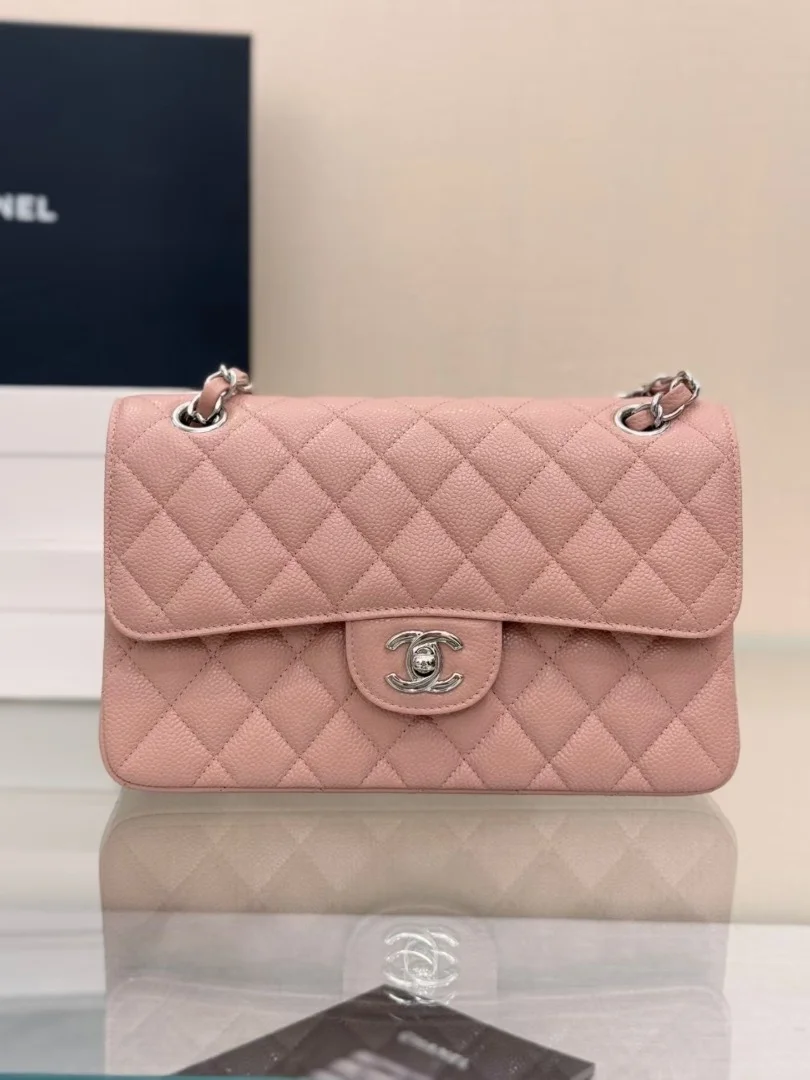 클래식 캐비어 은장 스몰 핑크 (23cm)