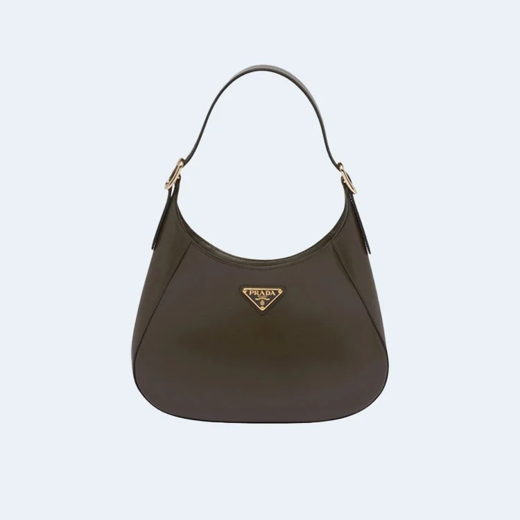 미디엄 클레오 레더 숄더백 카키 상세