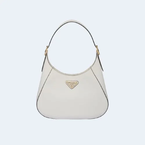 미디엄 클레오 레더 숄더백 화이트