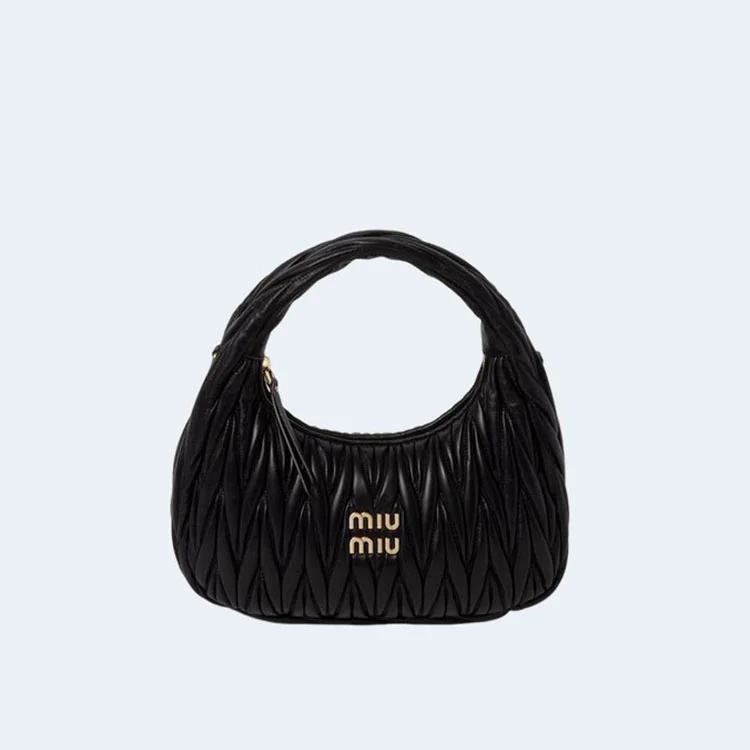 미디엄 완더 마테라쎄 나파 가죽 호보백 블랙 (25 * 18 * 7cm) 상세