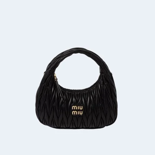 미디엄 완더 마테라쎄 나파 가죽 호보백 블랙 (25 * 18 * 7cm)