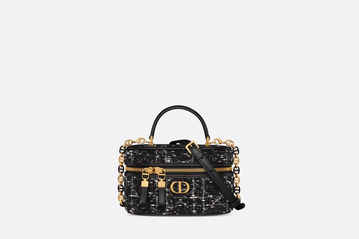 카로 블랙 까나쥬 트위드 자수 미니 베니티 케이스 상세