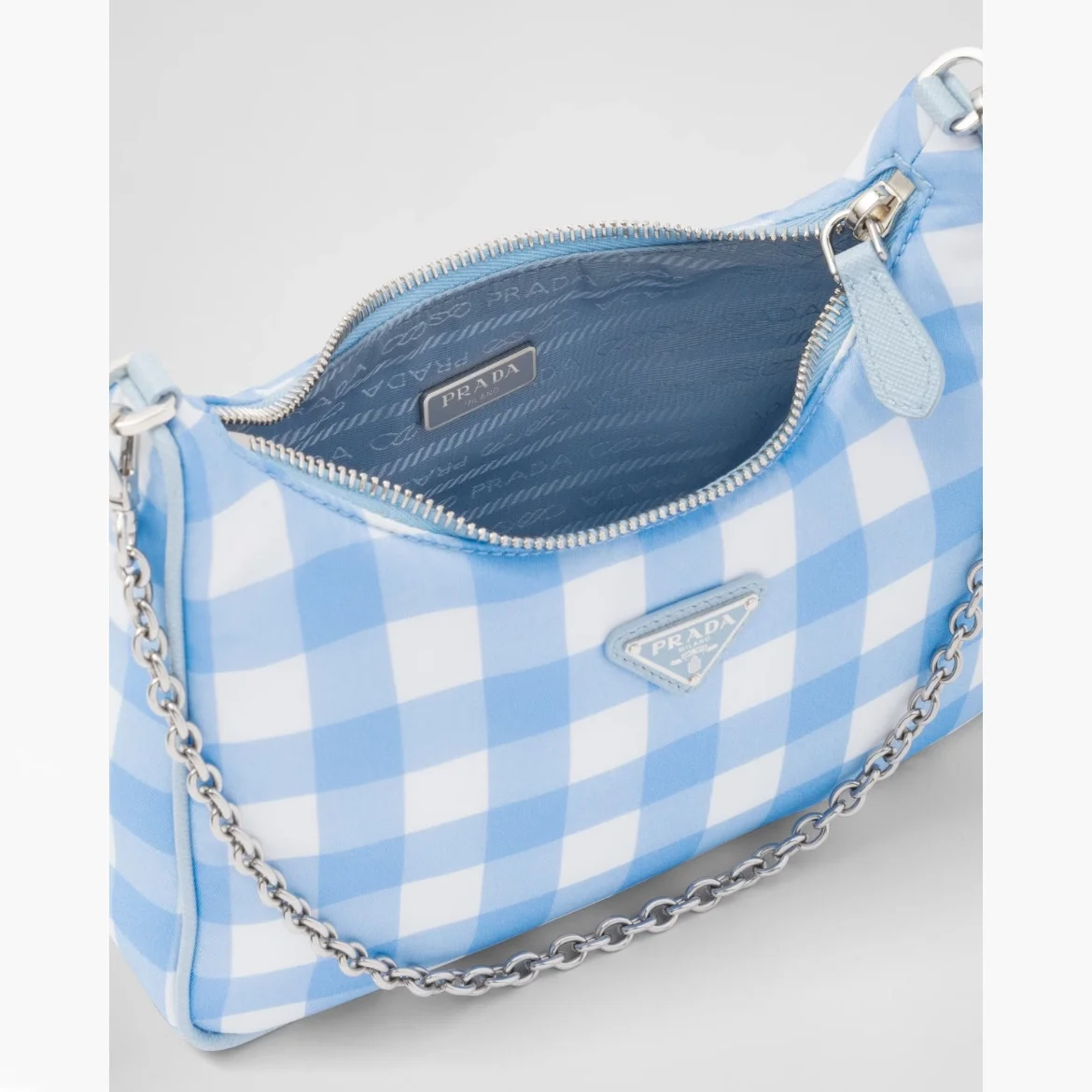 리에디션 2005 리나일론 체크 숄더백 라이트블루 상세