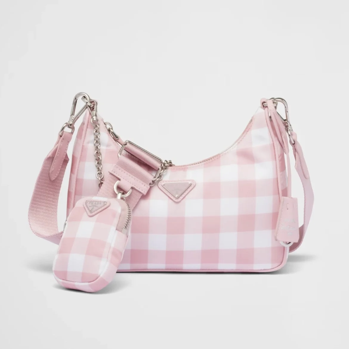 리에디션 2005 리나일론 체크 숄더백 핑크 상세