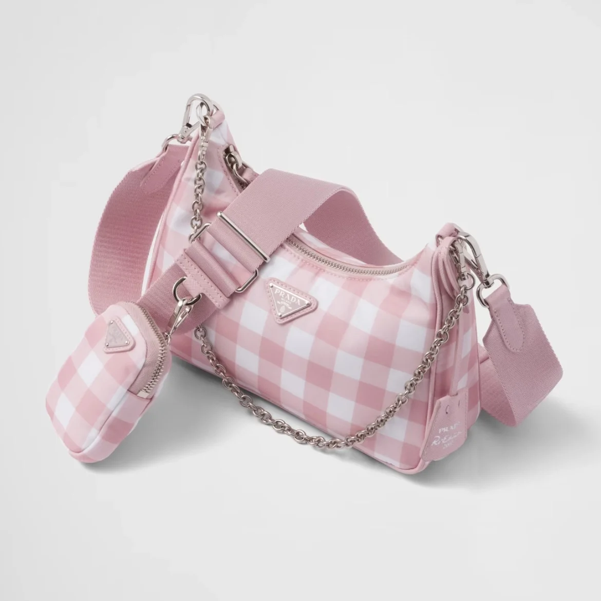 리에디션 2005 리나일론 체크 숄더백 핑크 상세
