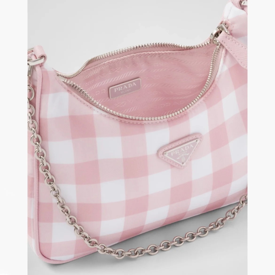 리에디션 2005 리나일론 체크 숄더백 핑크 상세
