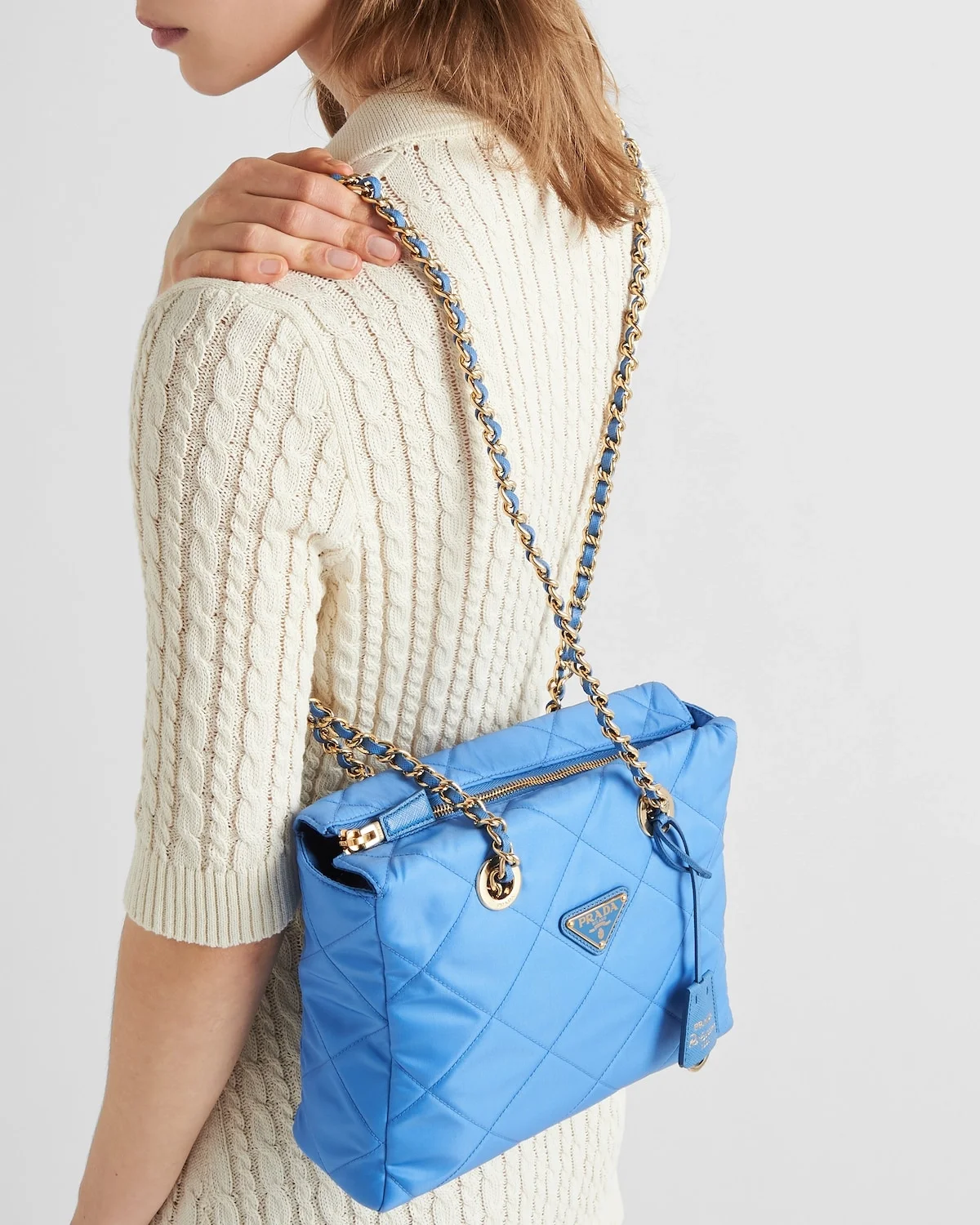 리에디션 1995 리나일론 체인 토트백 블루 상세