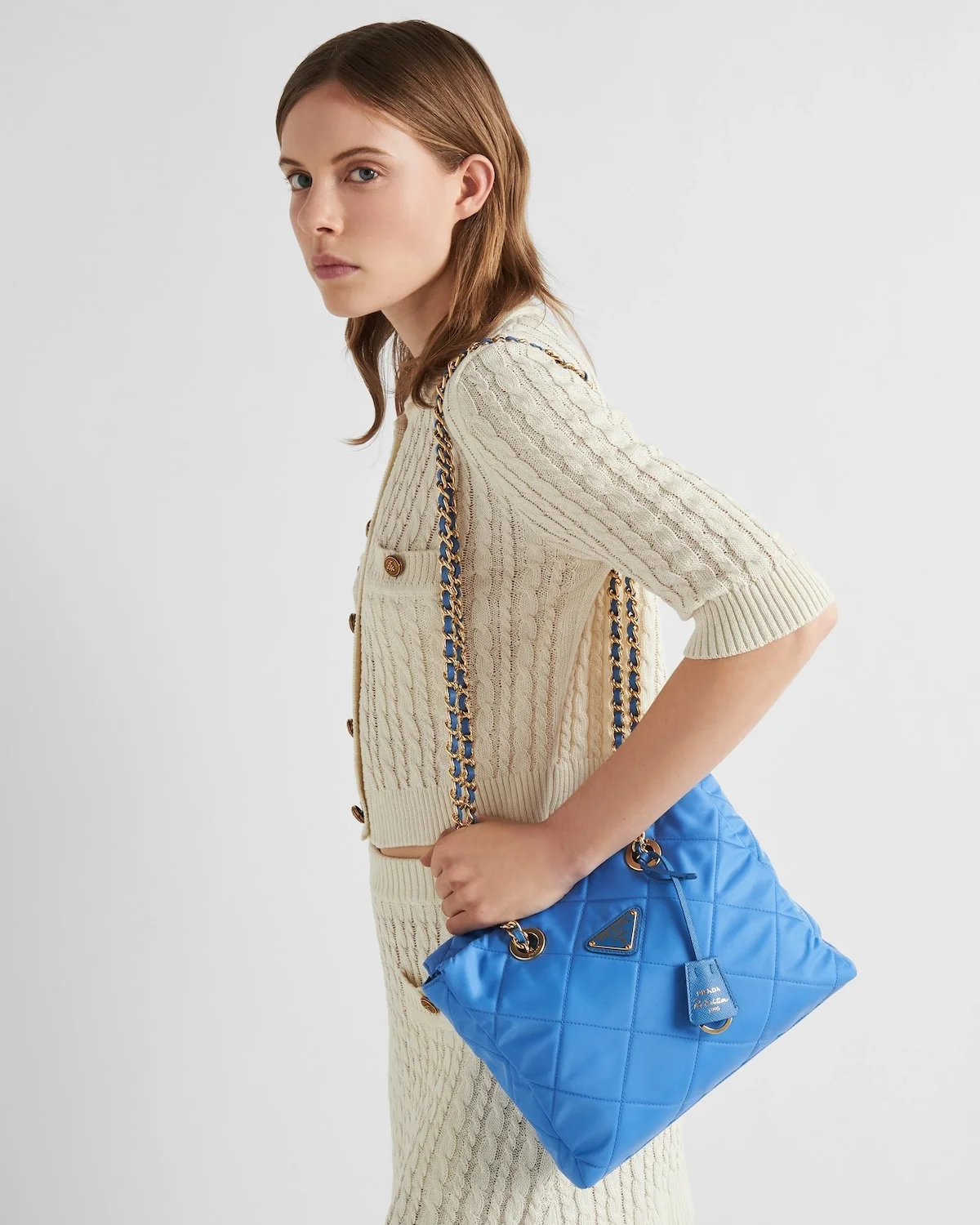 리에디션 1995 리나일론 체인 토트백 블루 상세