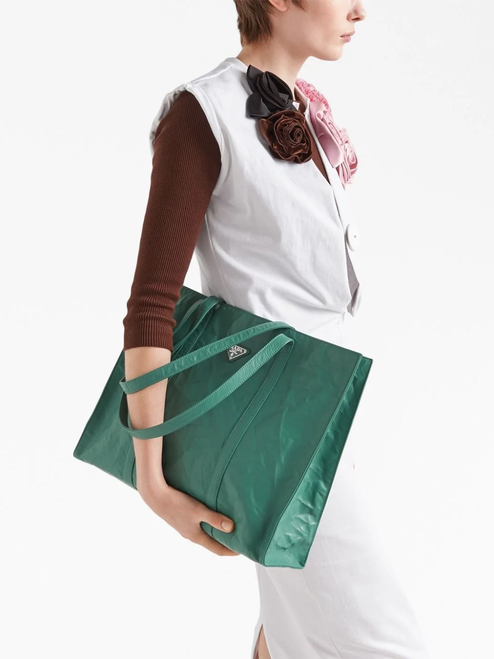 라지 엔틱 나파 토트백 그린 상세