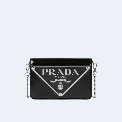 브러쉬드 레더 숄더백 블랙