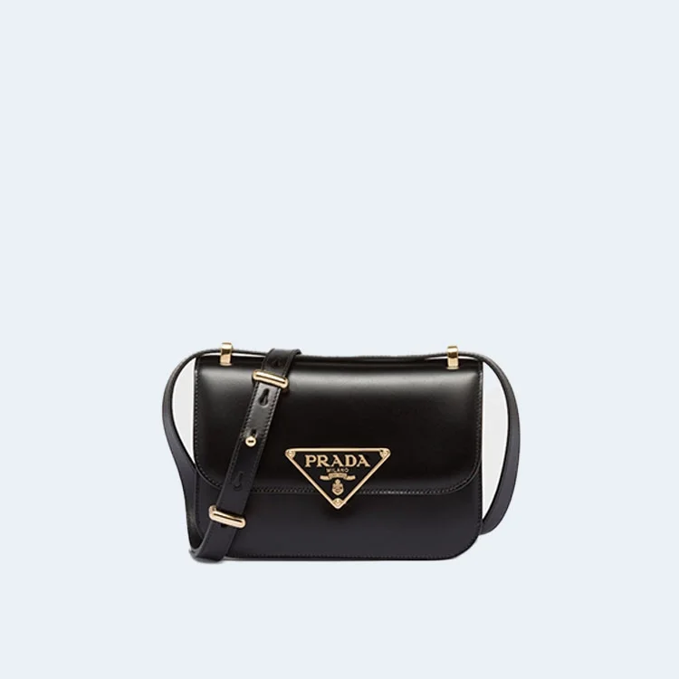 엠블럼 레더 숄더백 블랙 상세