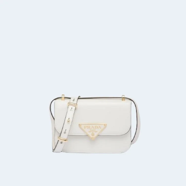 엠블럼 레더 숄더백 화이트 상세