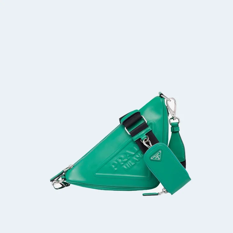 트라이앵글 레더 숄더백 그린 상세