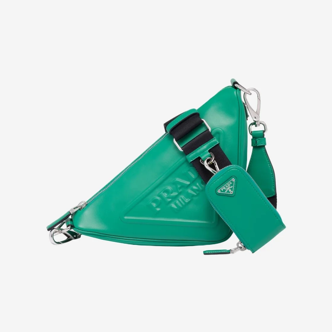 트라이앵글 레더 숄더백 그린 상세