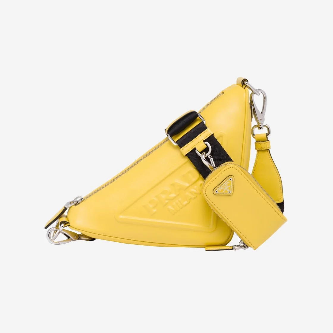 트라이앵글 레더 숄더백 옐로우 상세