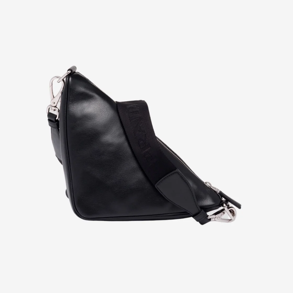 트라이앵글 레더 숄더백 블랙 상세