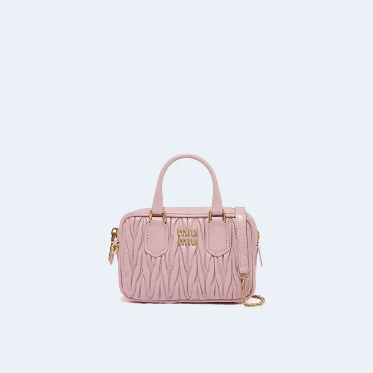마테라쎄 나파 가죽 탑 핸들 미니백 핑크 상세