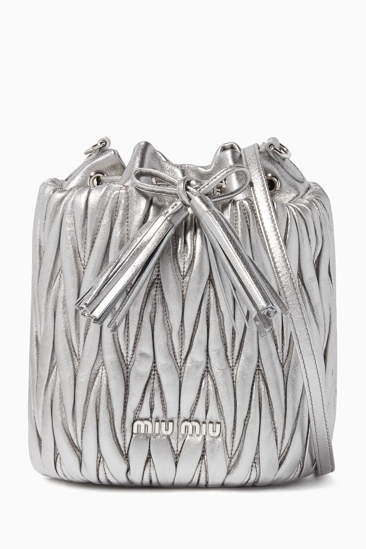 마테라쎄 나파 가죽 버킷백 실버 상세