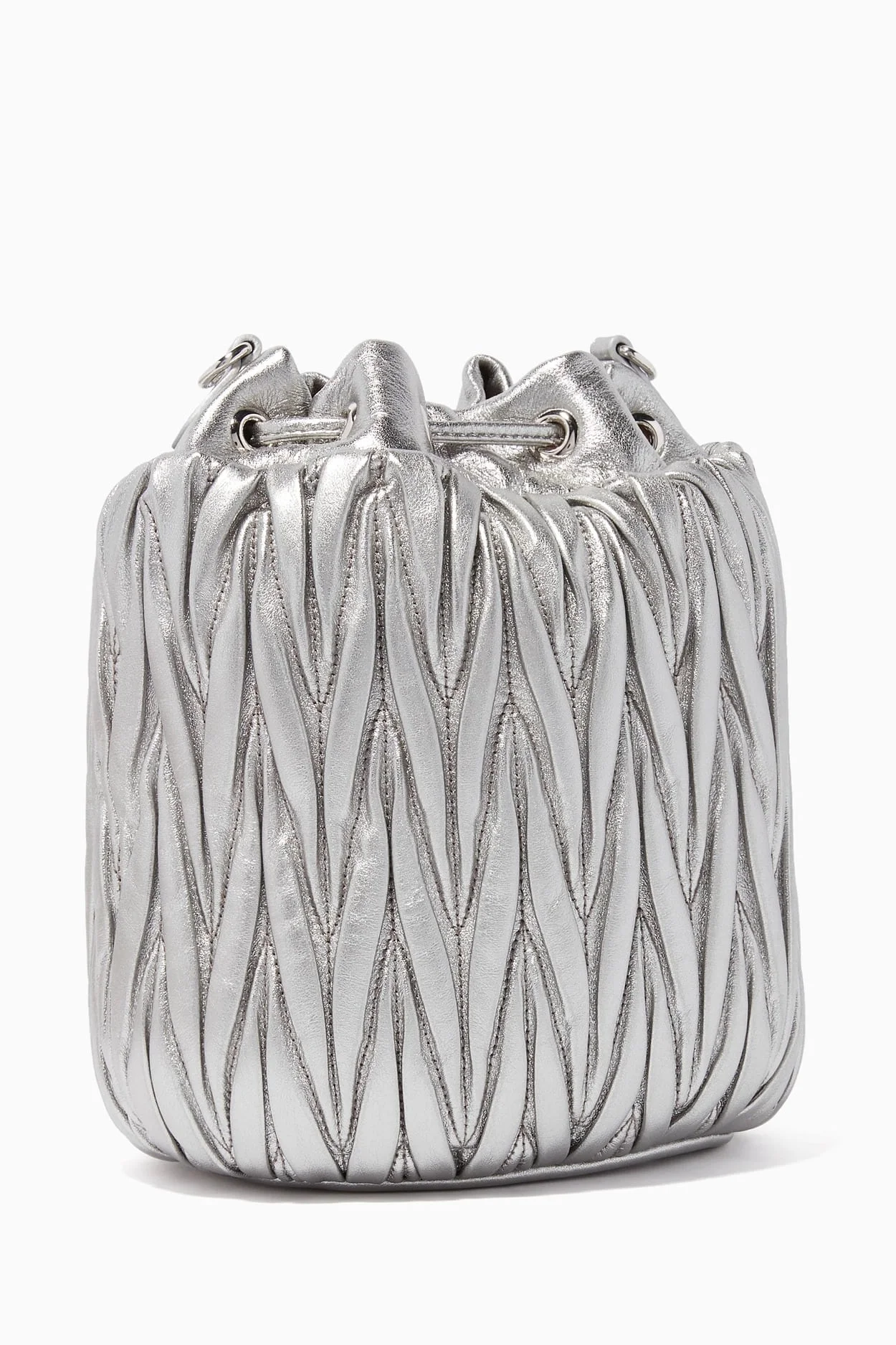 마테라쎄 나파 가죽 버킷백 실버 상세