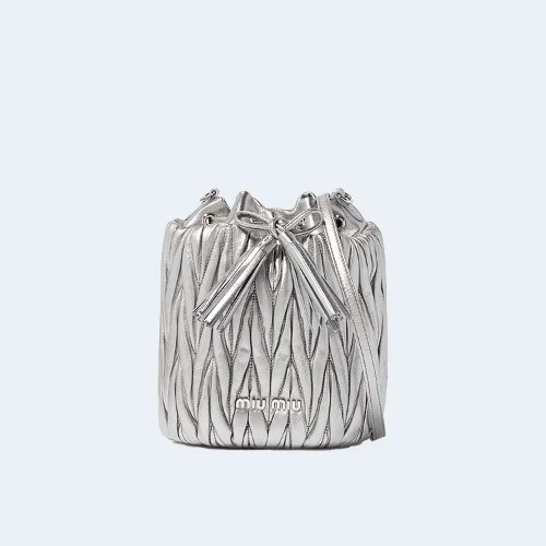 마테라쎄 나파 가죽 버킷백 실버