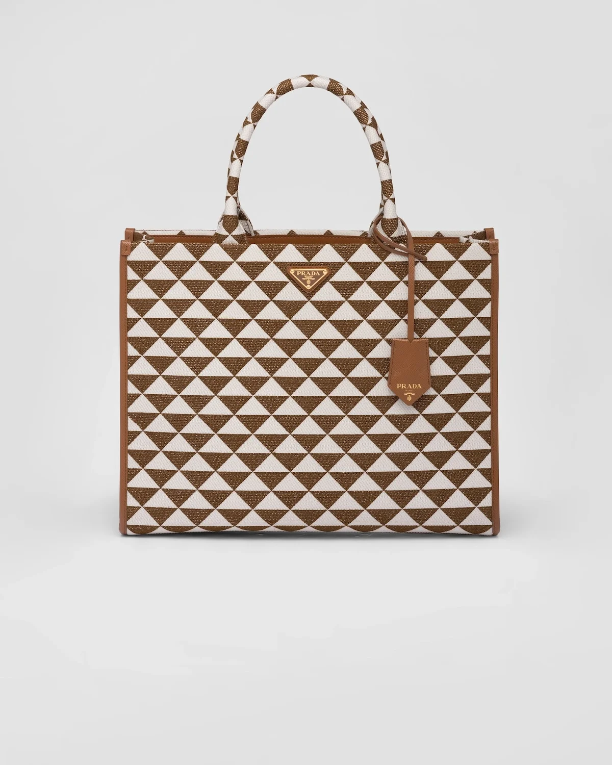 라지 심볼 자수 패브릭 핸드백 초크 화이트 상세