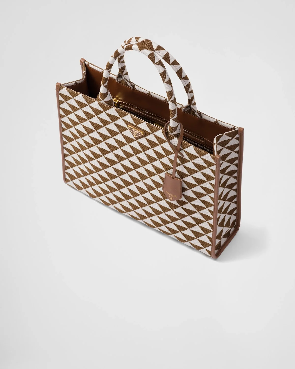 라지 심볼 자수 패브릭 핸드백 초크 화이트 상세