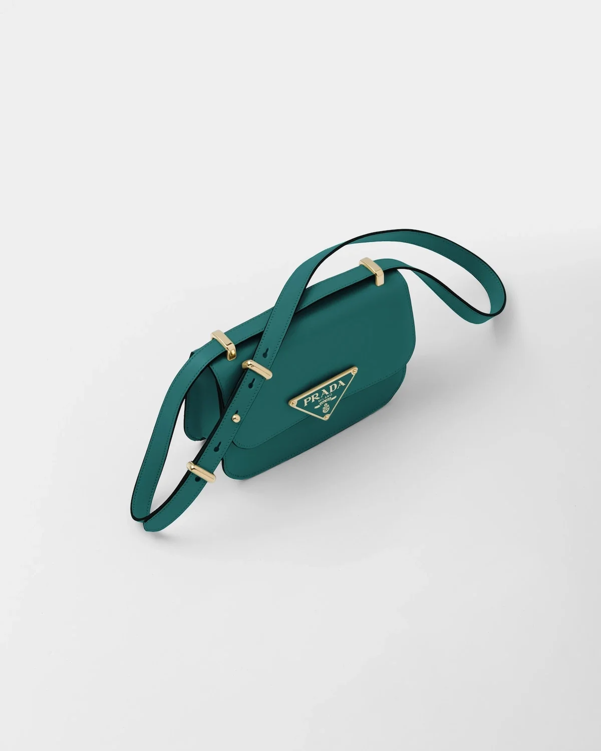 엠블럼 레더 숄더백 그린 상세