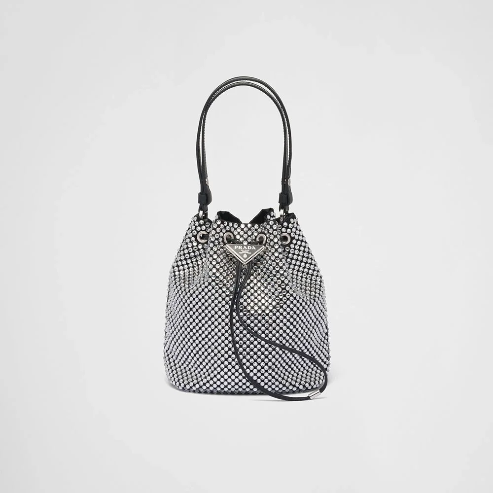 크리스탈 새틴 미니백 블랙화이트 상세