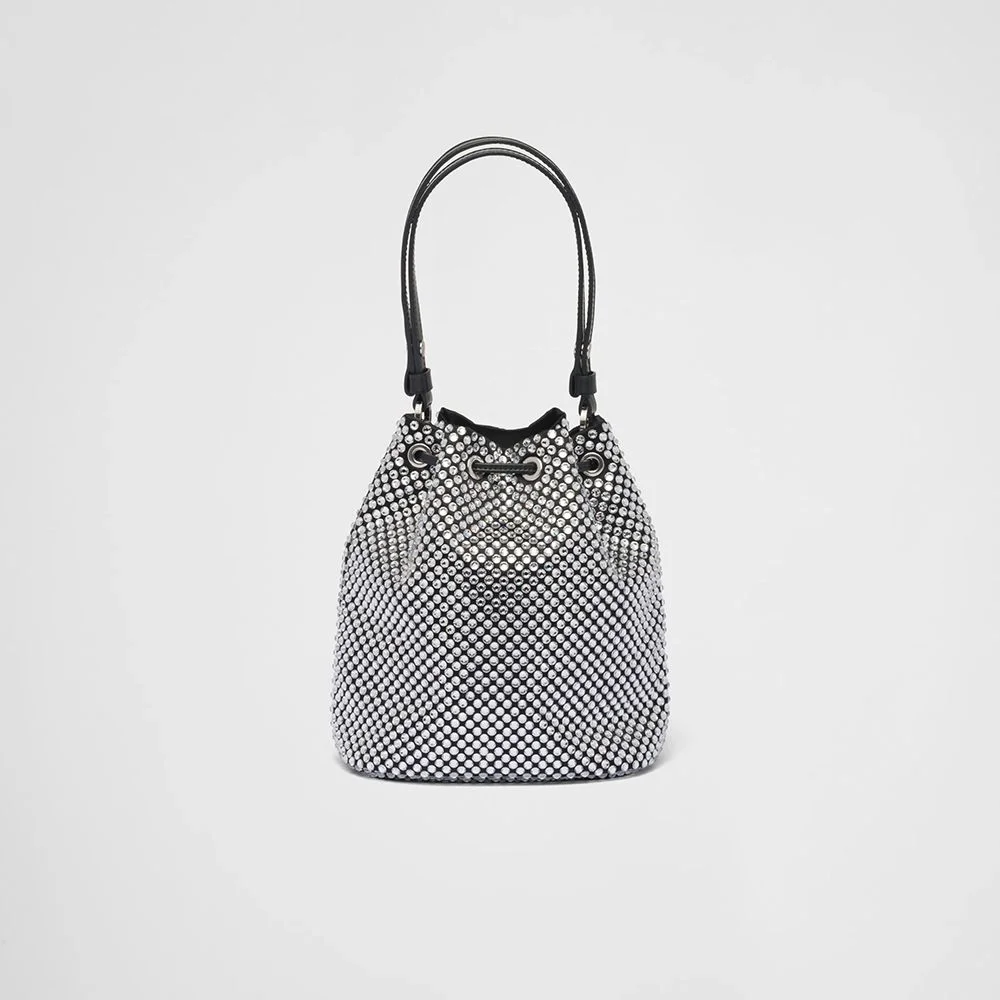 크리스탈 새틴 미니백 블랙화이트 상세