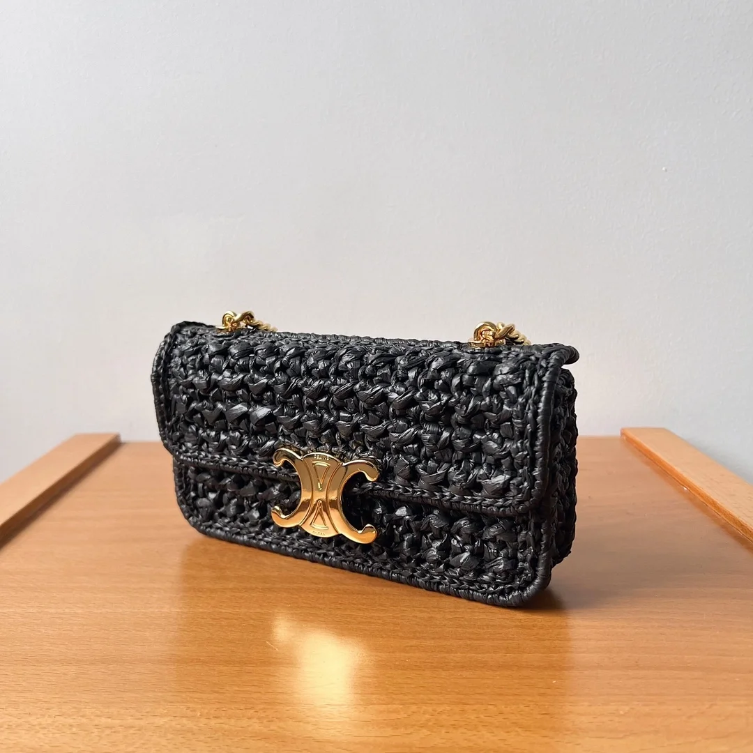 체인 숄더백 클로드 라피아 블랙 상세