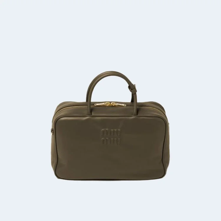 가죽 스트랩 탑 핸들백 그린 상세