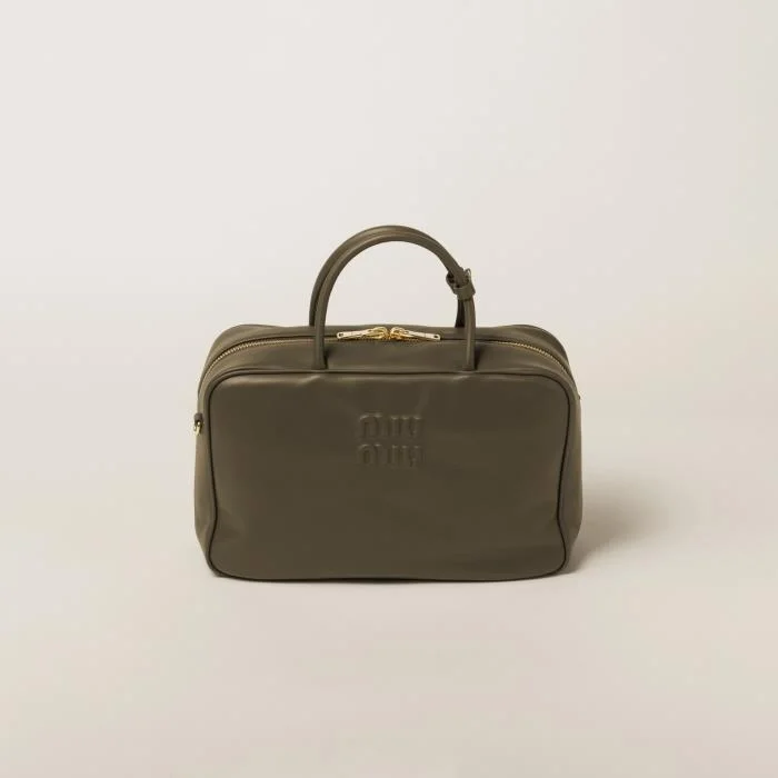 가죽 스트랩 탑 핸들백 그린 상세