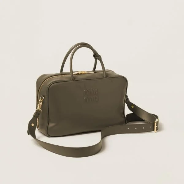 가죽 스트랩 탑 핸들백 그린 상세