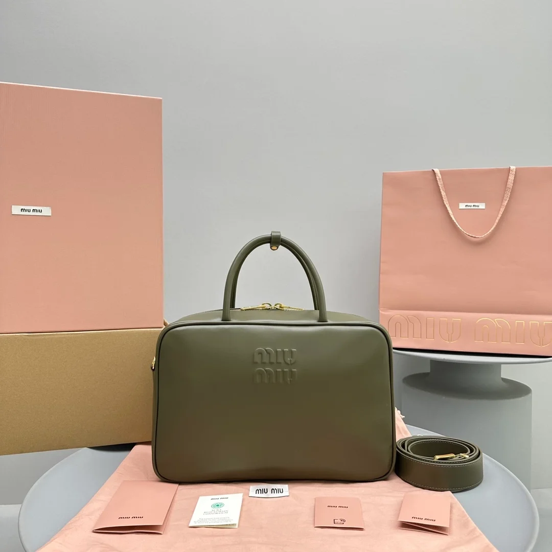 가죽 스트랩 탑 핸들백 그린 상세