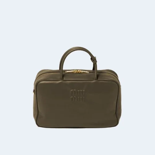 가죽 스트랩 탑 핸들백 그린