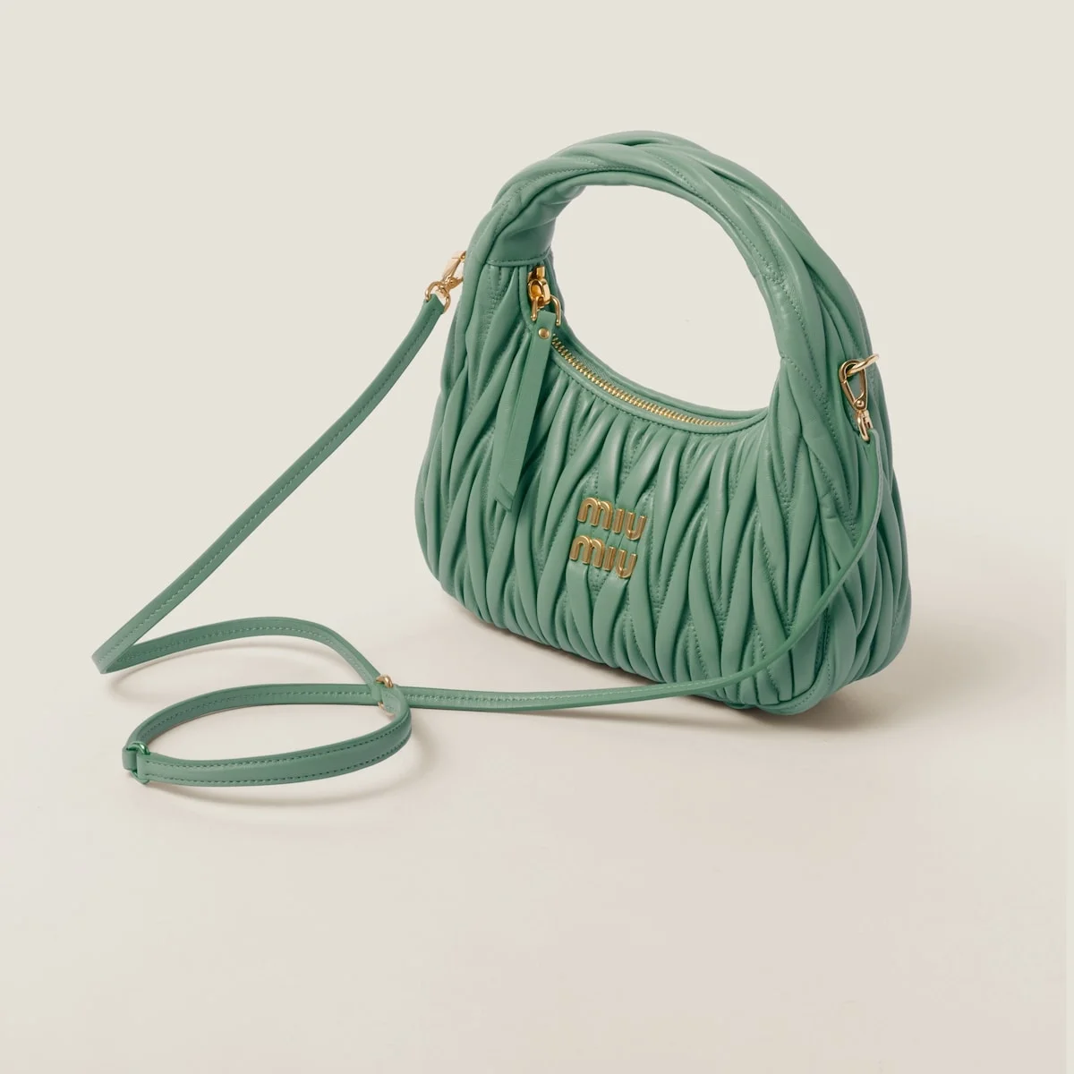 스몰 완더 마테라쎄 나파 가죽 호보백 그린 상세